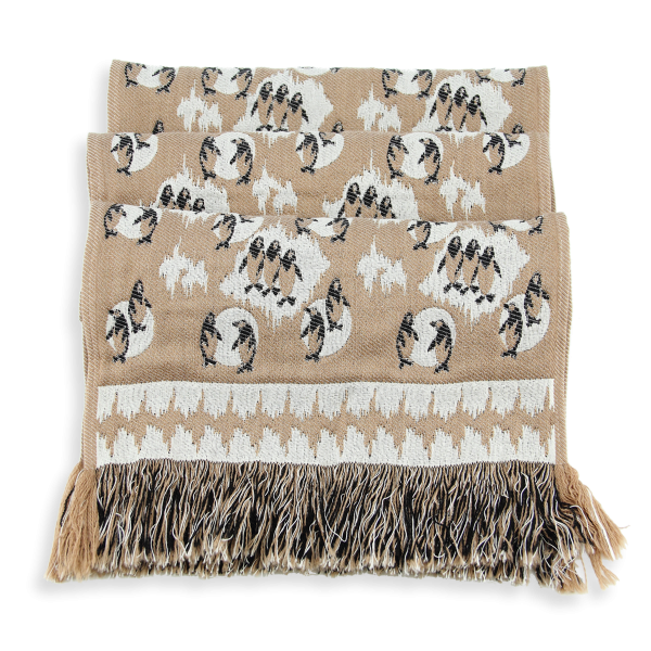 Penguin-beige-white-wool-children’s-scarf