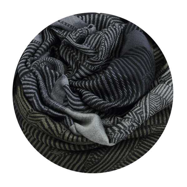 Made-in-France-black-gray-cotton-silk-Merino-wool-scarf-LYS