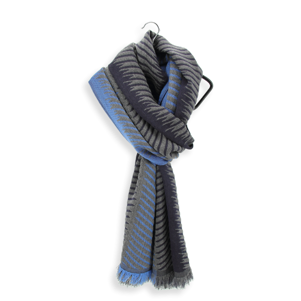 Blue-gray-silk-Merino wool-cashmere-men’s-scarf-Classique