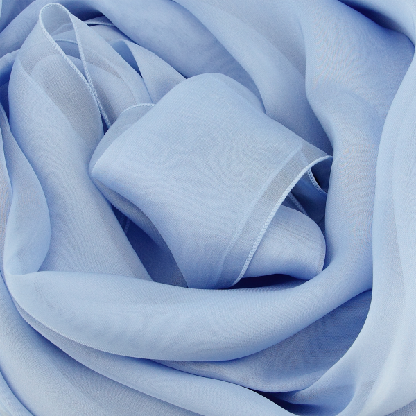 Silk chiffon stole made in France blue sky