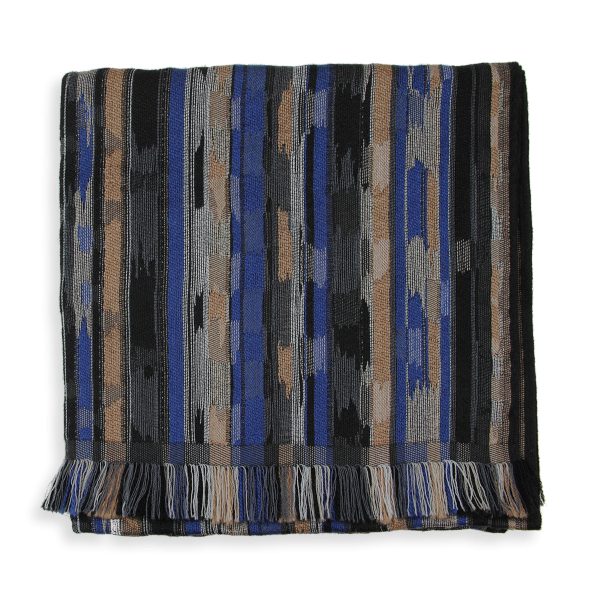 Blue-beige-silk-wool-men's-scarf-Orpheon