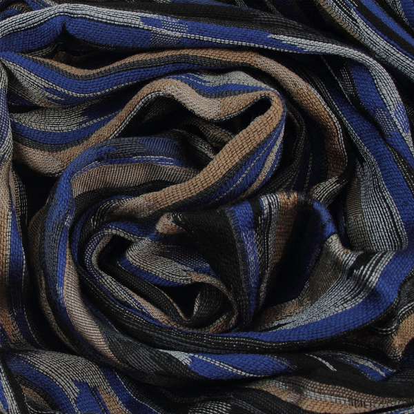 Blue-beige-silk-wool-men's-scarf-Orpheon