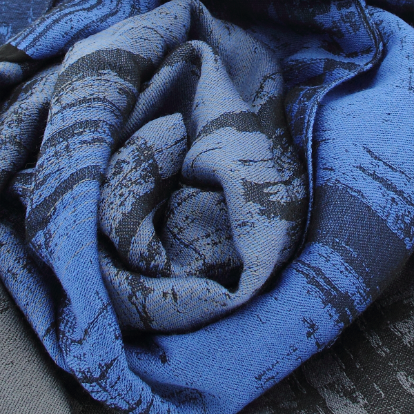 Blue-gray-rayon-wool-men’s-scarf-Tole-froissee