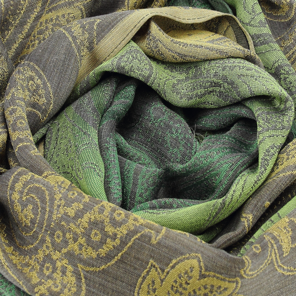 Women's-silk-wool-scarf-green bronze-Melodie