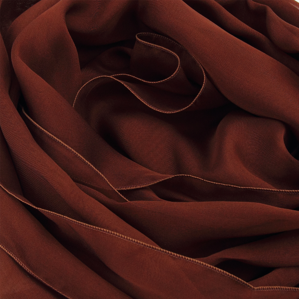 Women's-silk-chiffon-monochrome-airy scarf-mahogany-brown