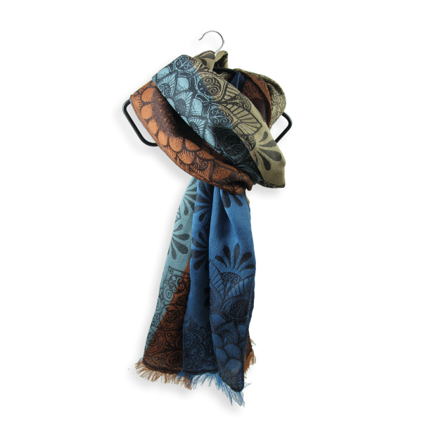 Blue-brown-wool-silk-women’s-stole-Mood