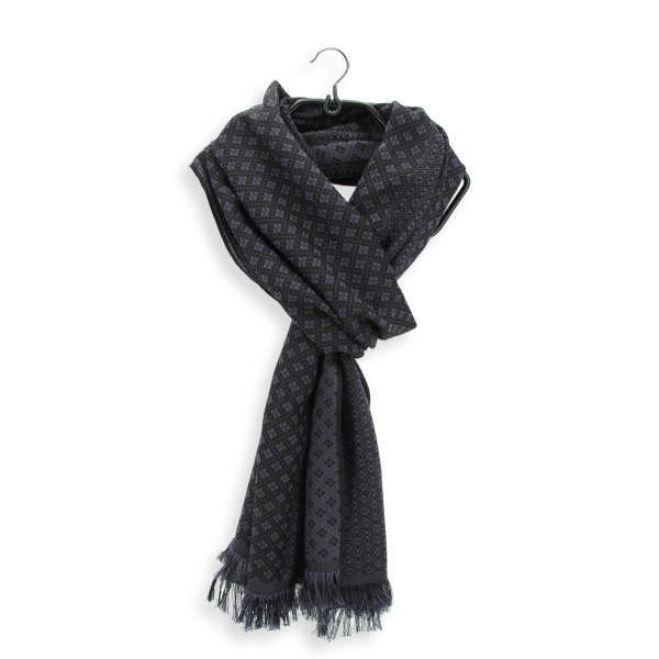 Losange-violet-black-cotton-silk-cashmere-men’s-scarf