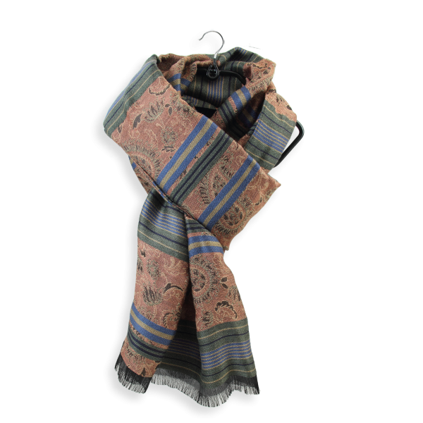 Stole-mixed-wool-cotton-silk-copper-khaki-fabrication-french-Romance