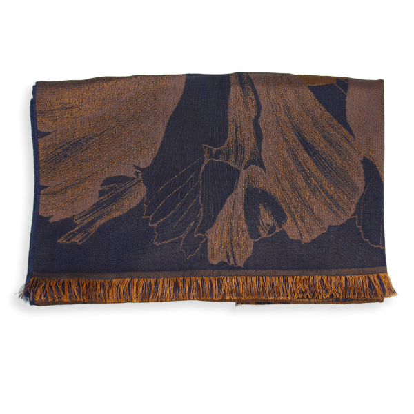 Women's-navy-copper-cashmere-silk-stole-Serenade