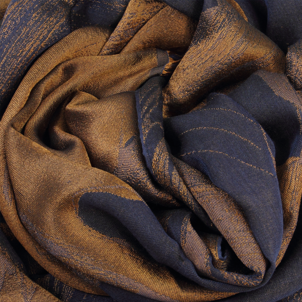 Women's-navy-copper-cashmere-silk-stole-Serenade