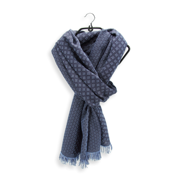 Blue jean-silk-cashmere-cotton-men’s-scarf-Losange