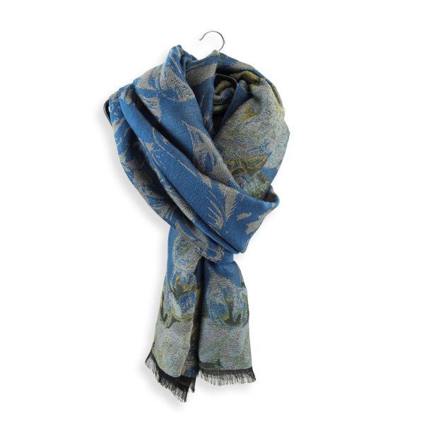 Women-stole-wool-cotton-silk-duck-blue-Botanic-3A