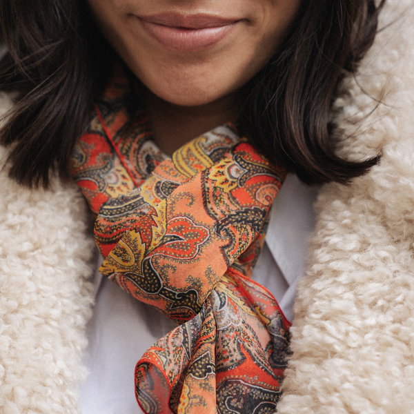 Orange-cashmire-printed-silk-muslin-women’s-scarf