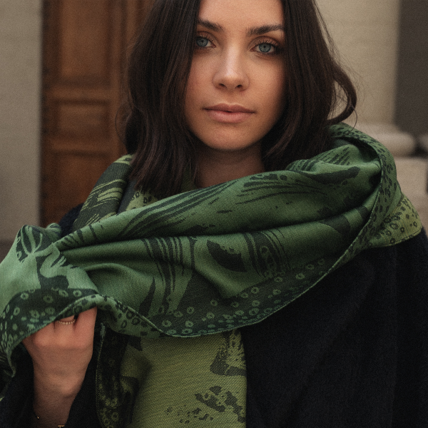 Passion-green-silk-cotton-rayon-wool-women’s-stole