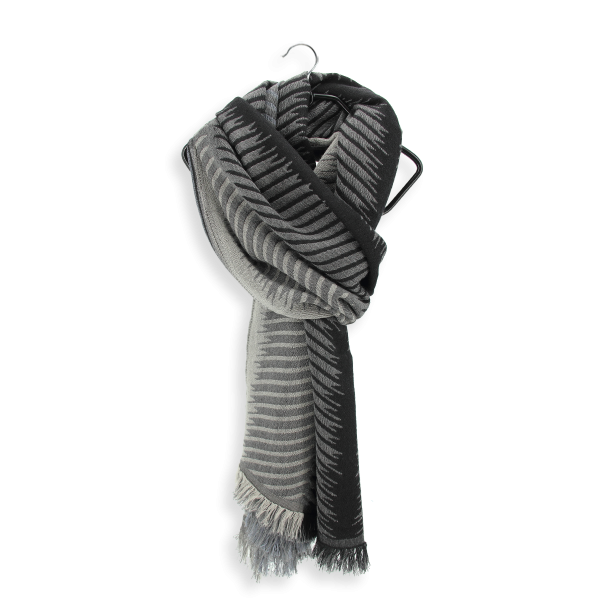 Black-gray-silk-Merino wool-cashmere-men’s-scarf-Classique