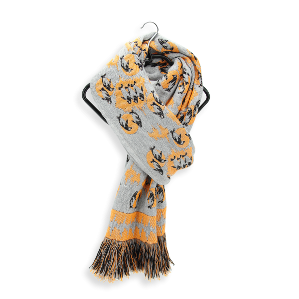 Penguin-grey-orange-wool-children’s-scarf