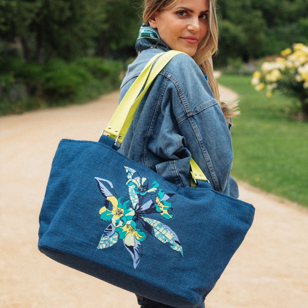 blue jute tote bag artifice