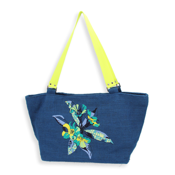 blue jute tote bag artifice