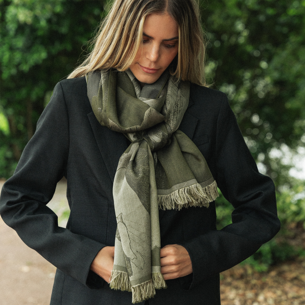 Khaki-beige-silk-cashmere-women's-scarf-Serenade