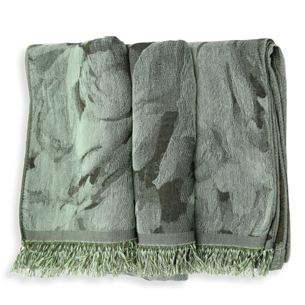 Women's-cotton-silk-scarf-khaki green-Emotion