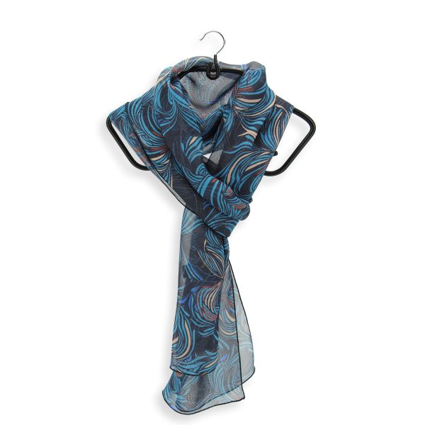 Navy-women's-printed-silk-scarf-Vision