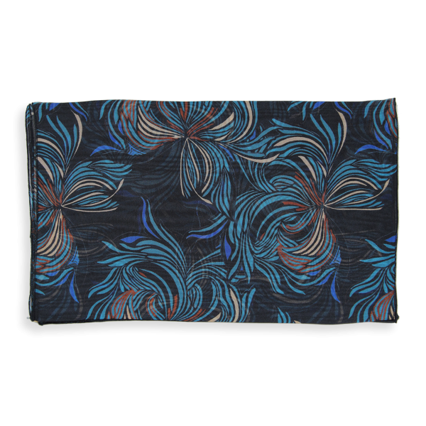 Navy-women's-printed-silk-scarf-Vision