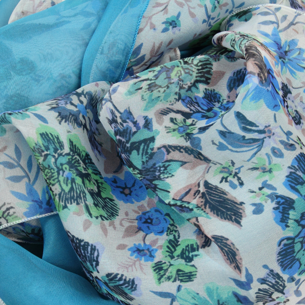 women's-matching-silk-scarf-printed-flowers-blue lagoon-monochrome