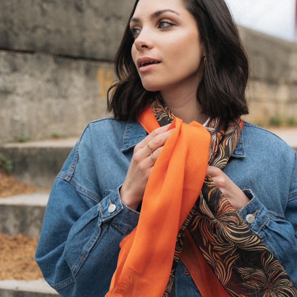 women's-silk-matching-printed-scarf-orange-Vision