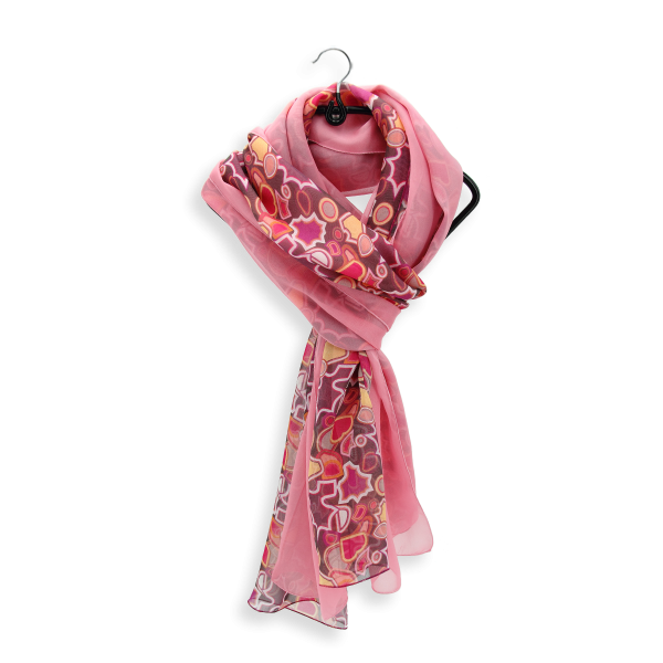 Women's-silk-duo-scarves-plain-pink-printed-plum-Valentin