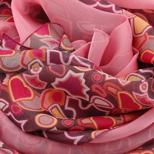 Women's-silk-duo-scarves-plain-pink-printed-plum-Valentin