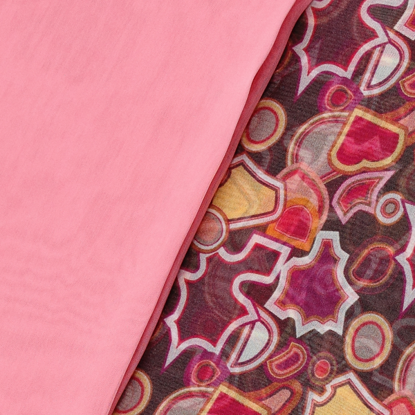 Women's-silk-duo-scarves-plain-pink-printed-plum-Valentin