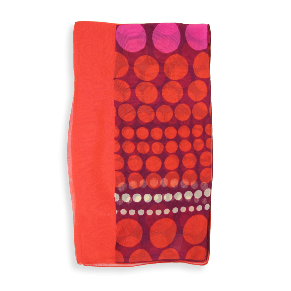 women's-matching-silk-airy scarf-printed-dots-red-scarf-monochrome-bright red