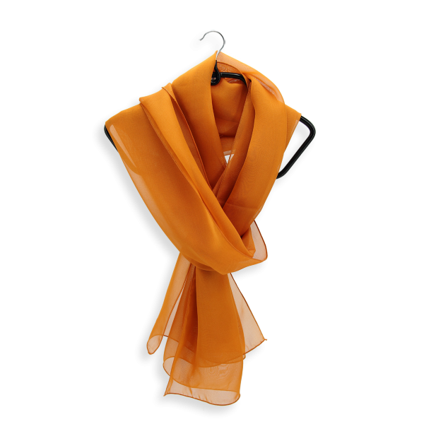 Women's-silk-chiffon-monochrome-airy scarf-orange-ochre