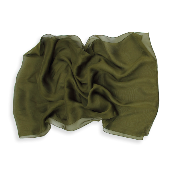 Women's-silk-chiffon-monochrome-airy scarf-olive-green