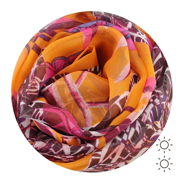 Pink-orange-belle fleur-printed-silk-women’s-scarf