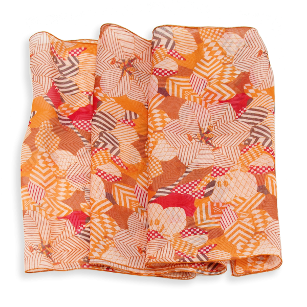 Orange-women's-silk-printed-airy scarf-Valentin