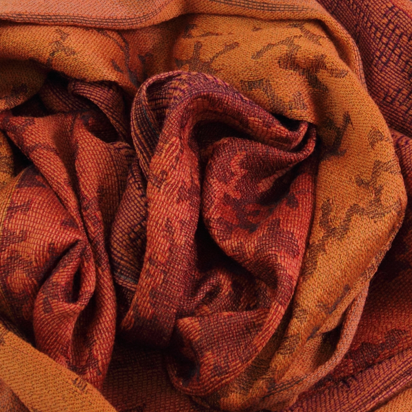 Orange-merino-wool-silk-women's-scarf-Arborescence