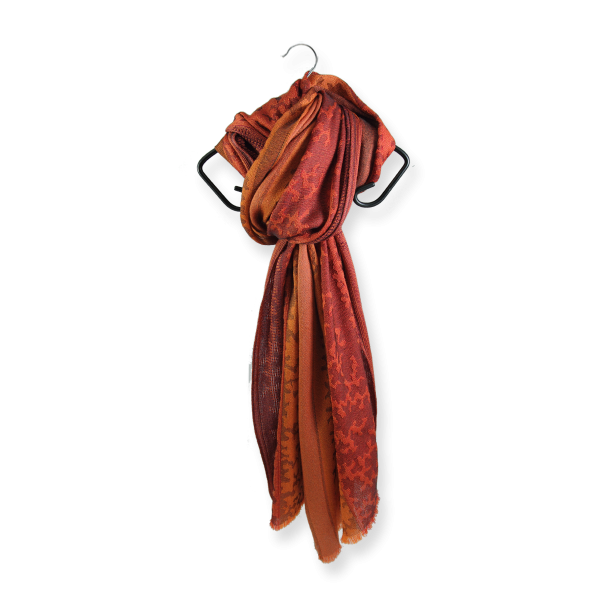 Orange-merino-wool-silk-women's-scarf-Arborescence