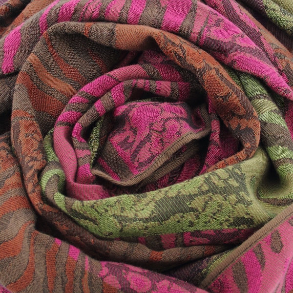 Khaki-pink-rayon-cotton-women’s-scarf-Cybele