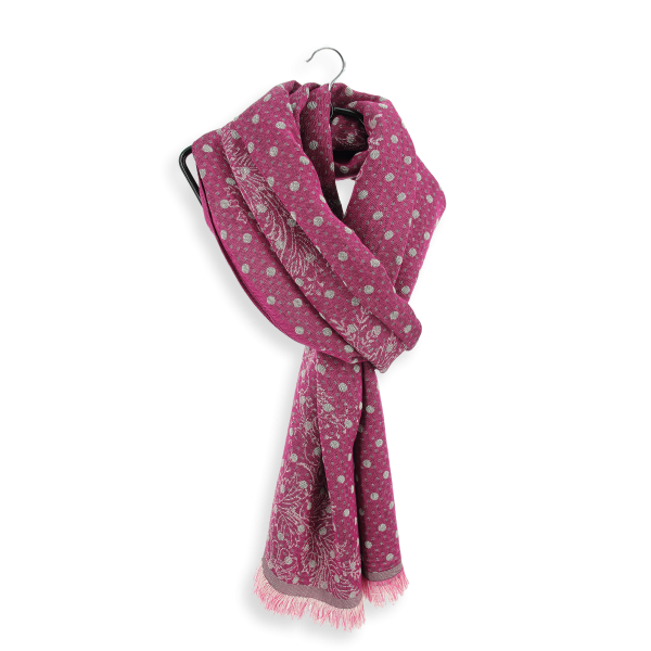 Women's-pink-wool-blend-scarf-dots-Dentelle