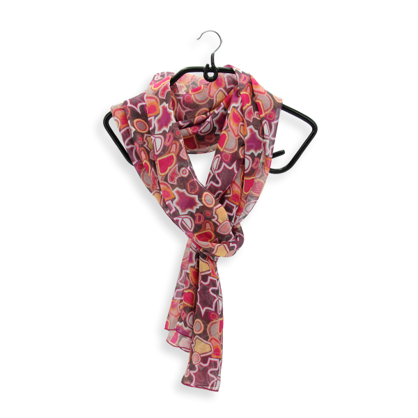 Women's-printed-silk-scarf-plum pink-Puzzle