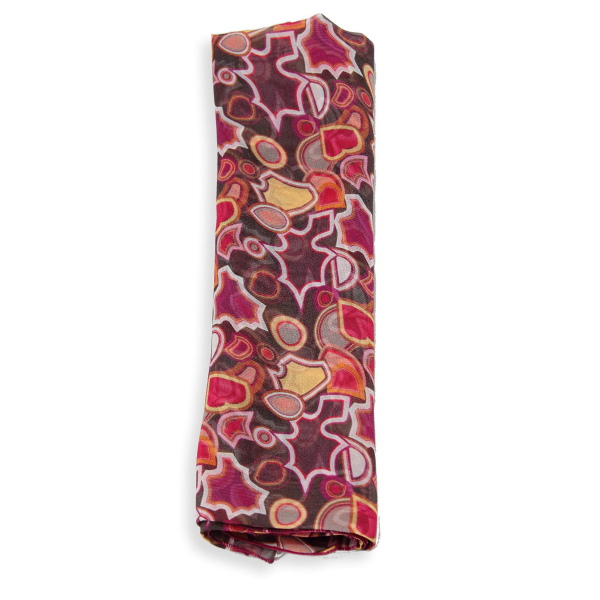 Women's-printed-silk-scarf-plum pink-Puzzle