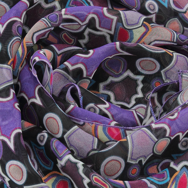 Women's-printed-silk-scarf-purple-Puzzle