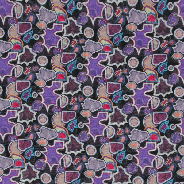 Women's-printed-silk-scarf-purple-Puzzle