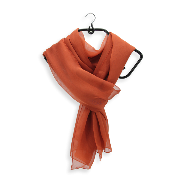 Women's-silk-chiffon-monochrome-airy scarf-rust-brown