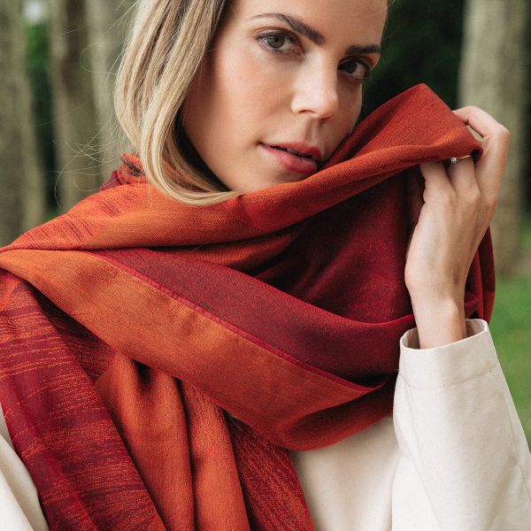 Rust-red-silk-cashmere-women's-scarf-Serenade