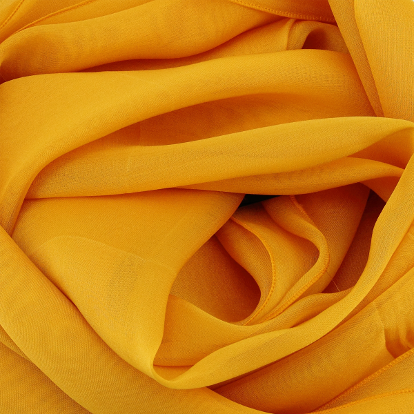 Women's-silk-chiffon-monochrome-airy scarf-golden-yellow