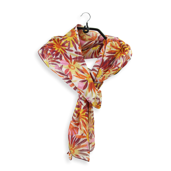 Women's-terracotta-silk-airy scarf-Solar flower