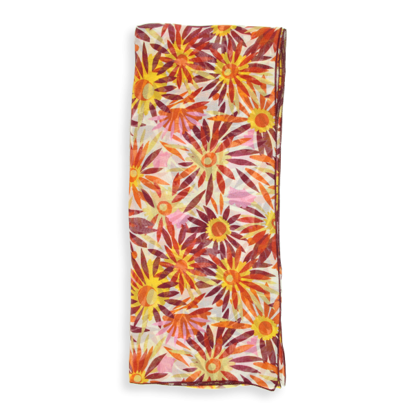 Women's-terracotta-silk-airy scarf-Solar flower