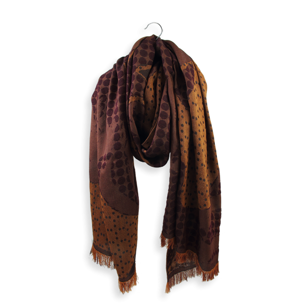 Tobacco-brown-cotton-silk-wool-women's-oversize-stole-Montreal